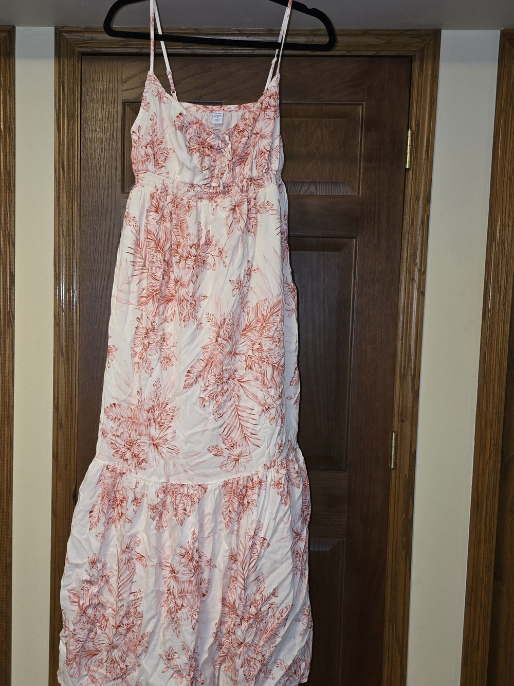 Old Navy Women's Tropical Floral Maxi Dress Maternity Small Coral Adjustable